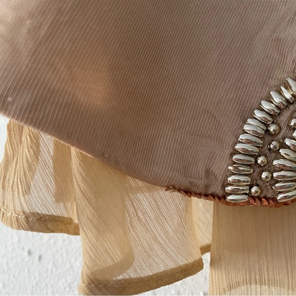 Olivia & Grace, embellished, sequenced, beaded satin Open Front Ruffle Vest Sz S - Picture 5 of 11